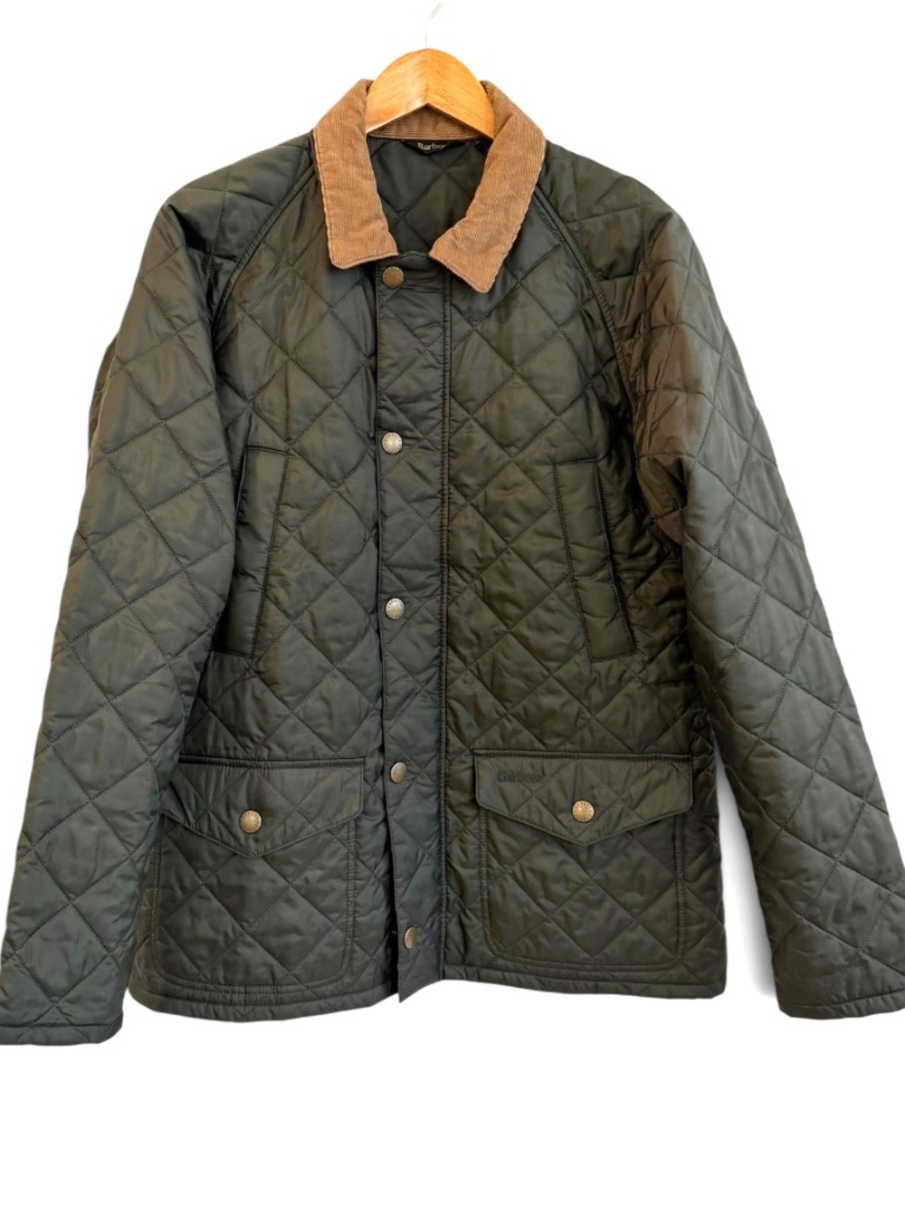 Barbour Canterdale Quilt Jacket Mens M Green Corduroy Collar Country Heritage
